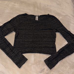 H&M Cropped Long Sleeve Pima Cotton Top Size Small
